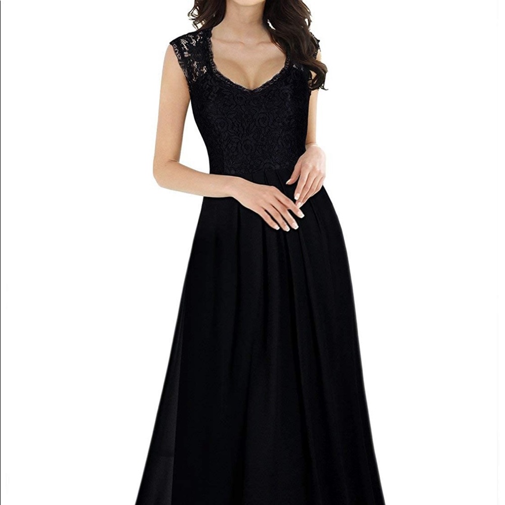 Miusol Lacie&Chiffon Bridesmaids Dress in Black 🖤